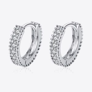 925 Sterling Silver Moissanite Diamond Encrusted Huggie Earrings